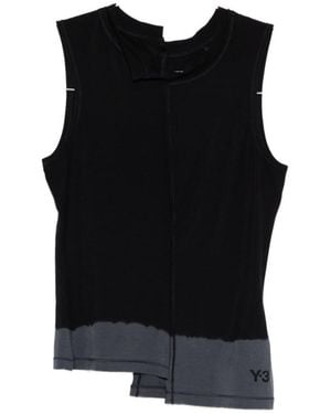 Y-3 Color Block Round Neck Top - Black
