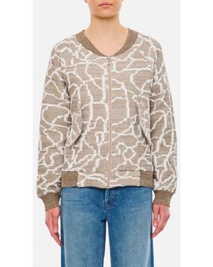 VITELLI Reversible Jacquard Harrington Jacket - White