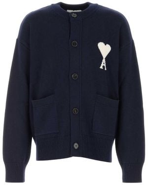 Ami Paris Logo Cardigan - Blue