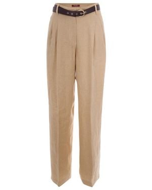 Max Mara Relaxed Pleated Pants - Natural