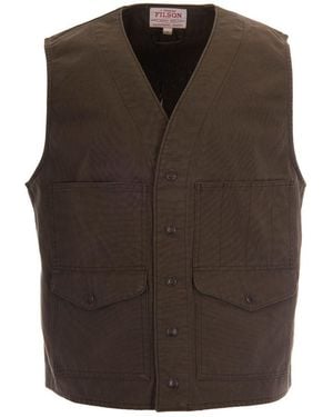 Filson Solid V-Neck Jacket - Brown