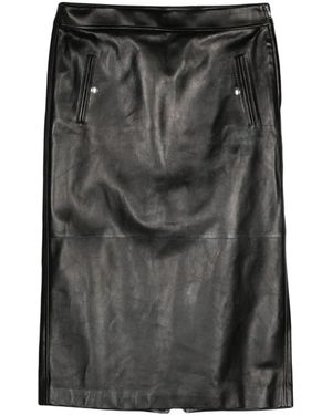 McQueen Low-Rise Leather Skirt - Black