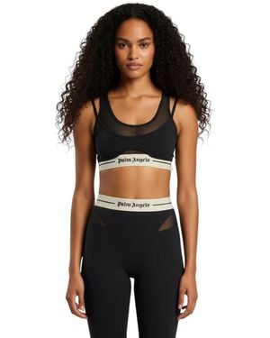 Palm Angels Logo Scoop Neck Top - Black