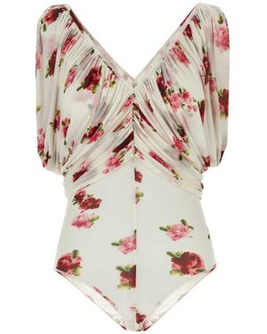 Magda Butrym Printed Jersey Bodysuit - White