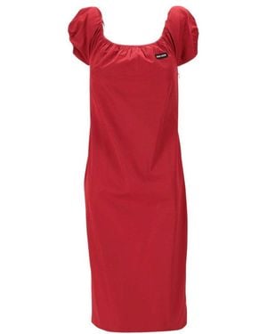 Miu Miu Scoop Neck Midi Dress - Red