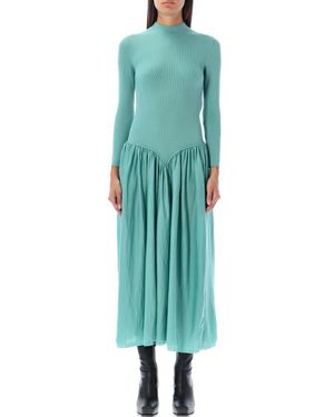 Stella McCartney Mock Collar Midi Dress - Green