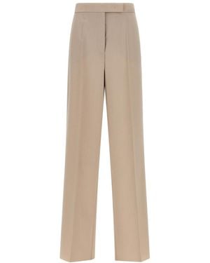 Max Mara Tailored Flat Front Pants - Natural
