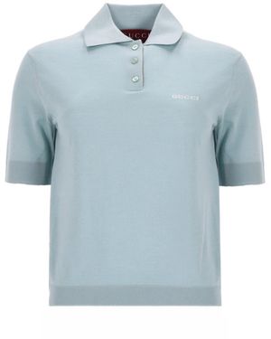 Gucci Logo Shirt Collar Polo - Blue
