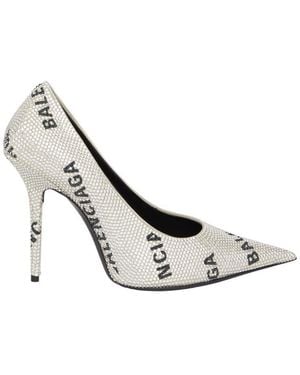Balenciaga Logo Square Knife Pumps - White