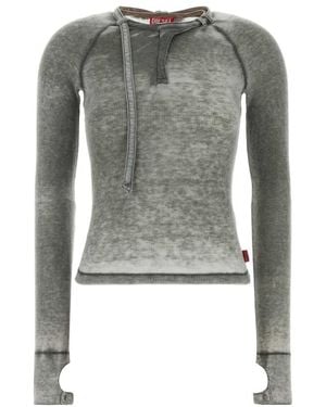 DIESEL Crew Neck Full Sleeves T-Shirt - Gray