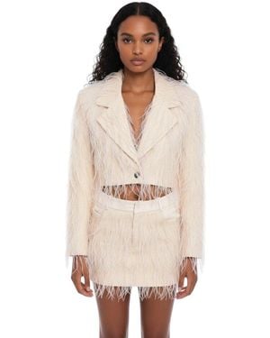 The Mannei Textured Notched Lapel Blazer - Natural