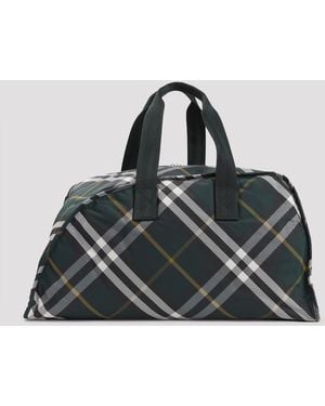 Burberry Polyamide Duffle Check-Pattern Weekender Bag - Black