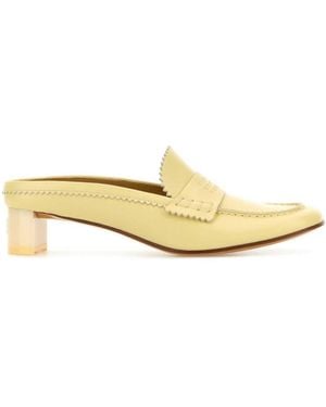 MM6 by Maison Margiela Leather Loafer Pumps - Metallic