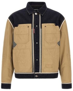 DSquared² Color Block Shirt Collar Jacket - Blue