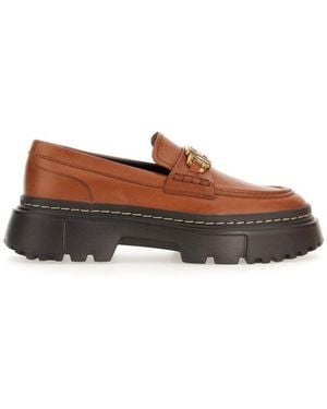 Hogan Embellished Loafers - Brown