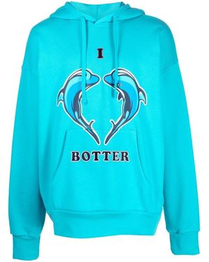 BOTTER Embroidered Organic Cotton Hoodie - Blue
