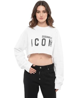 DSquared² Graphic Crew Neck Sweatshirt - White