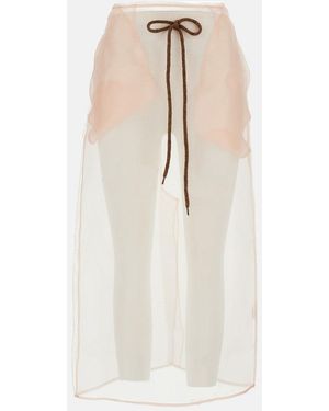 Simone Rocha Sheer Column Midi Skirt - White