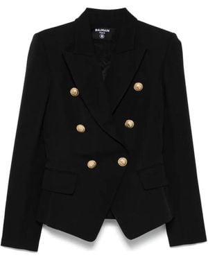 Balmain Grain De Poudre 6-Button Tailored Jacket - Black