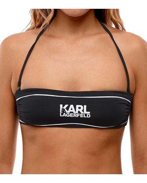KARL LAGERFELD Logo Bikini Top Swimwear - Black