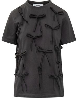 MSGM Embellished Crew Neck T-Shirt - Black