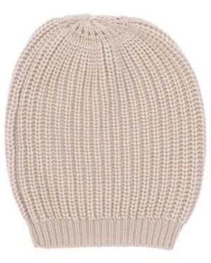LA ROSE Knitted Beanie Hat - White