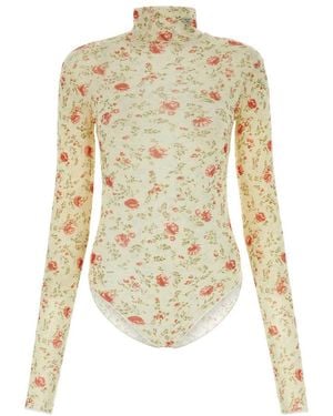 Prada Allover Printed Jersey Bodysuit - White