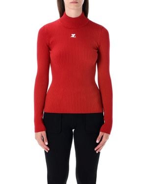 Courreges High Neck Sweater - Red