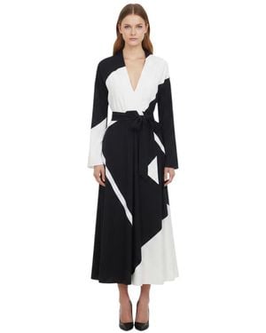 Alberta Ferretti V Neck Midi Dress - Black
