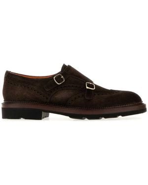 Santoni Dark Suede Dress Shoes - Black