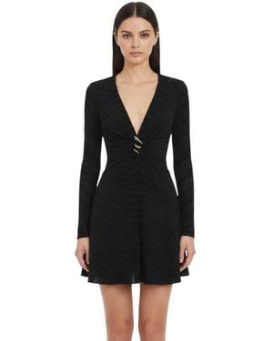 Roberto Cavalli Animal Print V Neck Mini Dress - Black