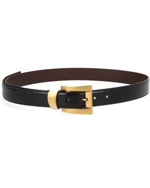 Versace Solid Buckle Belt - Black