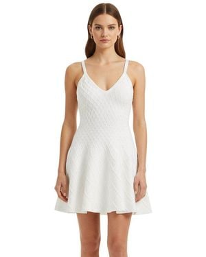 Balmain Textured V Neck Mini Dress - White