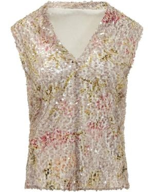 Alberta Ferretti V-Neck Shirt With Artistic Details - Multicolor