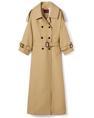 尃用GUCCI ベージュ ダブルブレスト トレンチコート GGシルクウールクレープ ダブルブレスト コートベージュ | GUCCI公式