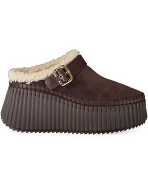 Chloé Suede Mules - Brown
