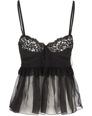 Chloé Lace Sweet Heart Neck Top - Black