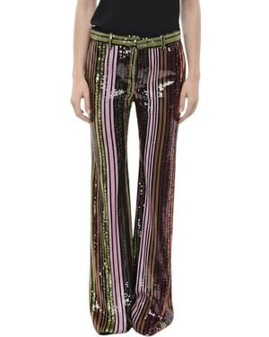 DSquared² Multi Color Flared Flat Front Pants - Black
