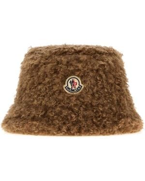 Moncler Textured Logo Bucket Hat - Brown