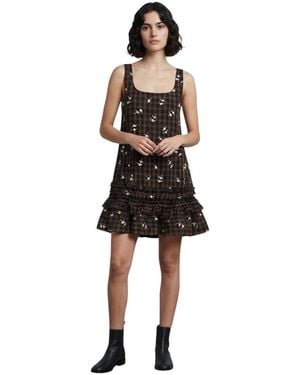 Ganni Scoop Neck Mini Dress - Black