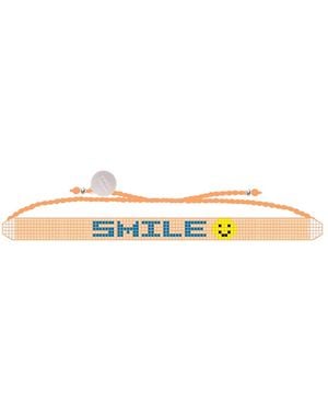 Sorbet Island Peach Smile Glass Bead Bracelet - White