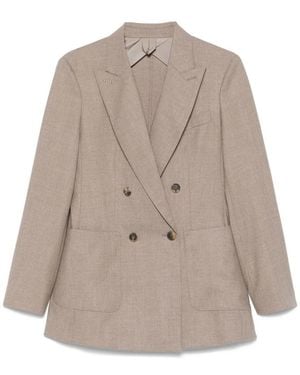 Max Mara Textured Notched Lapel Blazer - Brown
