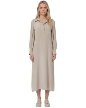 Max Mara Shirt Collar Midi Dress - Natural