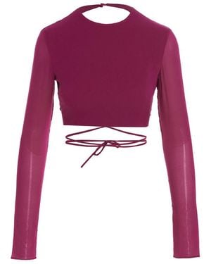 ANDAMANE Cropped Georgette Top - Purple