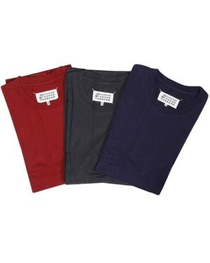 Maison Margiela 3-Pack Of Cotton T-Shirts - Blue