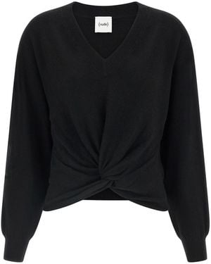 Nude Knitted V Neck Sweater - Black