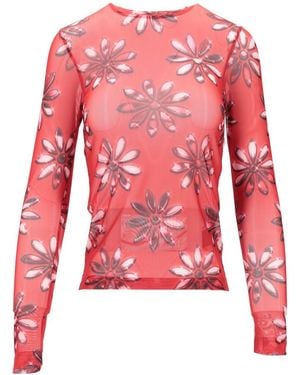 MERYLL ROGGE Crew Neck Floral T-Shirt - Red
