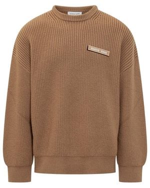 Marine Serre Crew Neck Sweaters - Brown