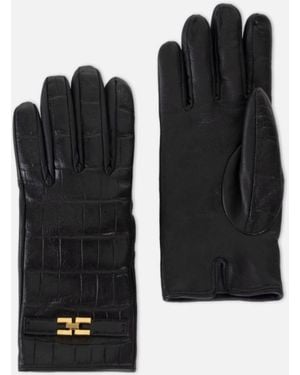 Elisabetta Franchi Logo Gloves - Black