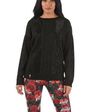Philipp Plein Embellished Crew Neck Sweater - Black